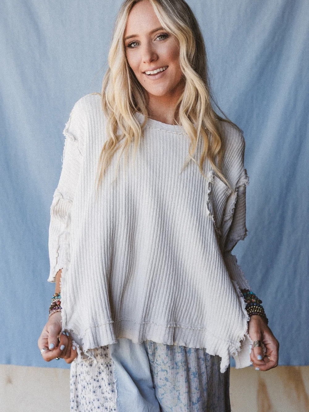 Three Bird Nest Jaqueline Textured Top in Ecru, Like New, Size S